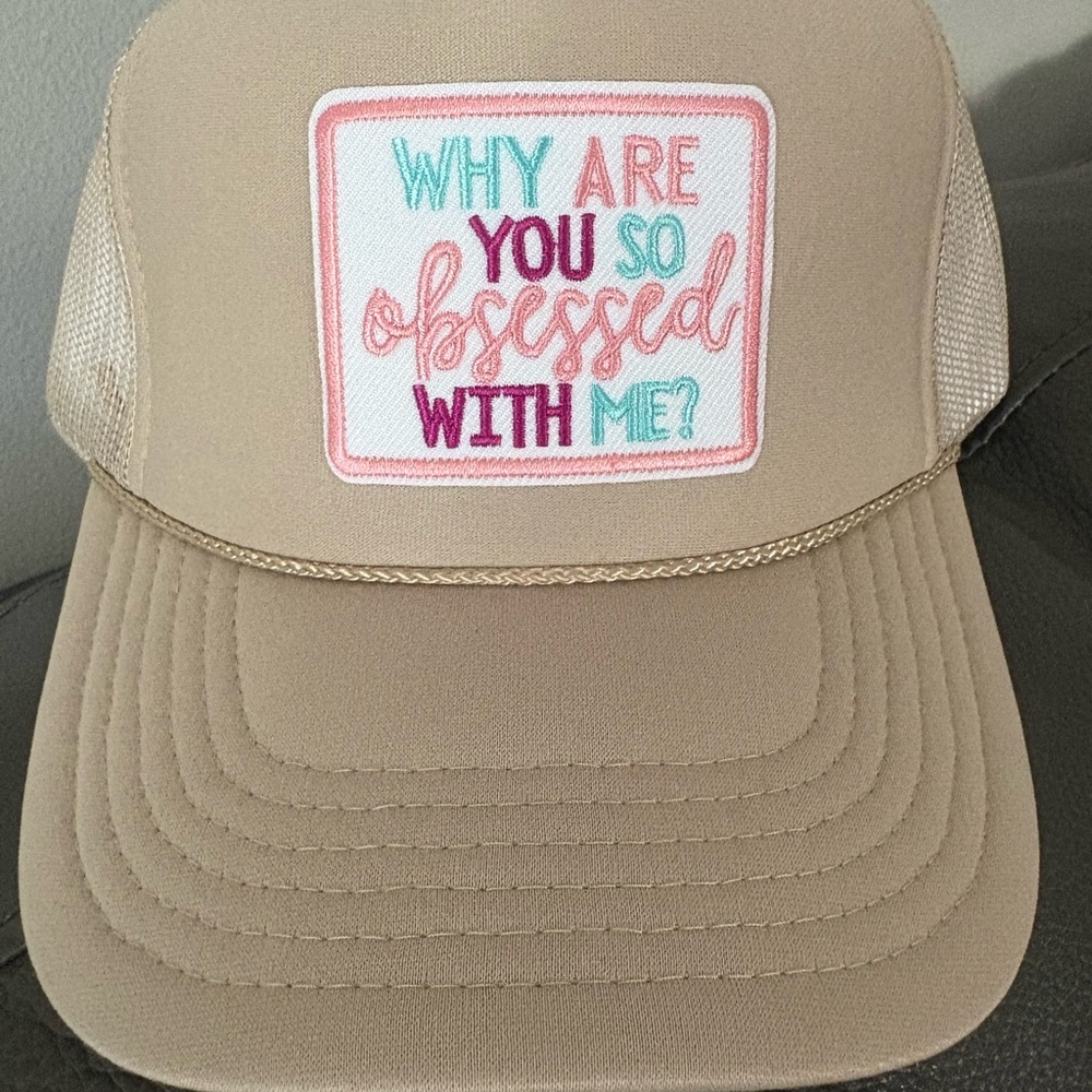 OTTO Tan Trucker Hat with Colorful Embroidery